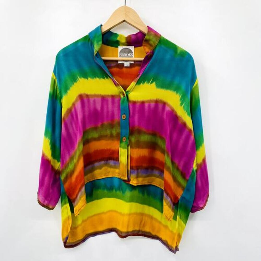 Brooks Tie‎ Dye Silk Slouchy button down Blouse